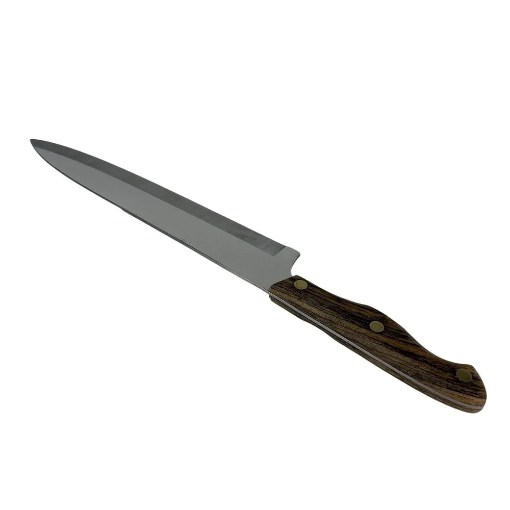 Vintage Lifetime Cutlery Jet-Cut Chef Knife Stainless Japan 400 Wood Handle 14